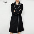 Fashion Water Ripple Double-sided Cashmere Coat Women's New Lace-up Waist Ins Korean Long Woolen Coat