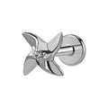 Astm F136 Titanium Zircon Gold Plated 8mm Windmill Stud Piercing Flat Back Cartilage Helix Earring Internal Labret Tragus