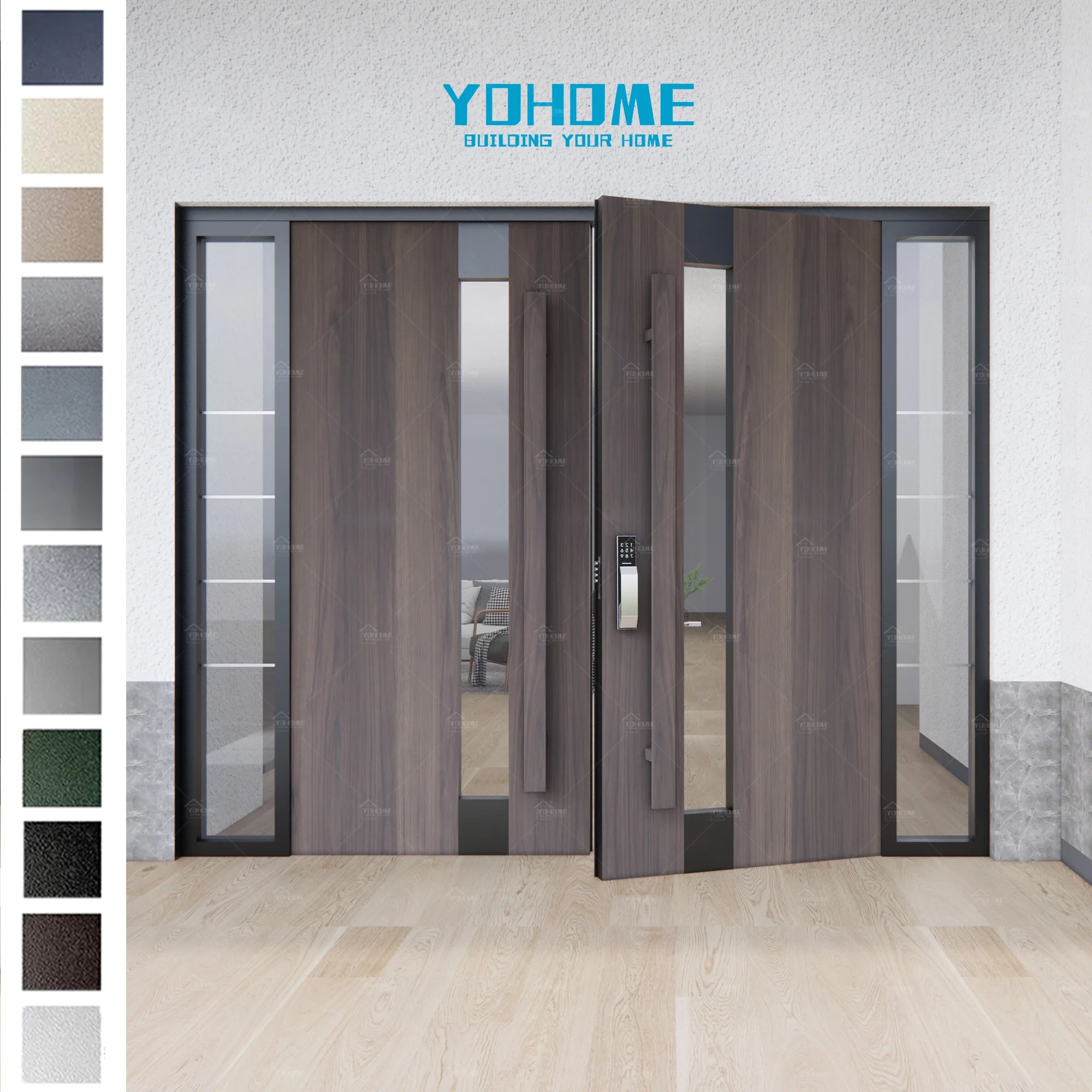 American Factory Modern Entry Wood Door Simple Design Hot Sell Wooden Double Entry Door