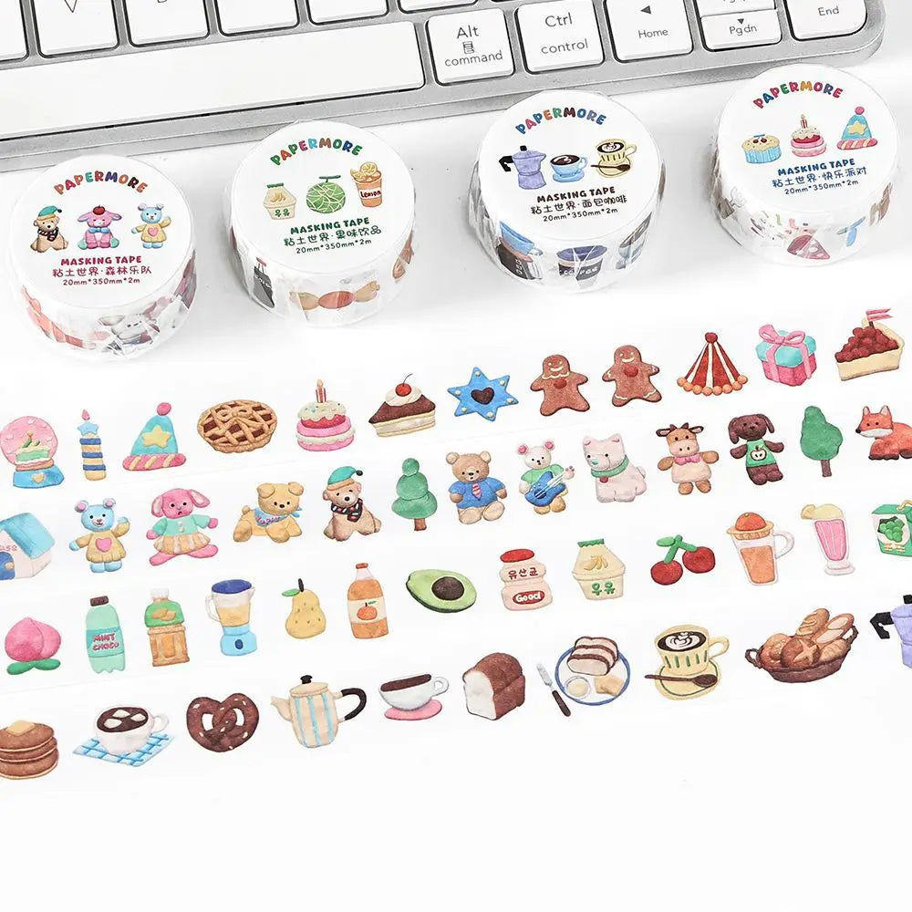 2M/Roll Tape Clay World Series INS Cute Life Handbook DIY Decoration Loop Stickers