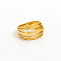 High End 18K Plain Gold Multi -layer Statement Rings Stainless Steel Trendy Simple Gold Plated Jewelry