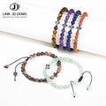 6mm Natural Stone Cross Bracelet Christian Jewelry Beaded Gemstone Bangle Religious Prayer Faith Gift Christian Products