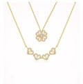 Hot Sale Fine Jewelry 18k Gold Plating Four Leaf Clover Double-Sided Heart Shaped Necklace for Women