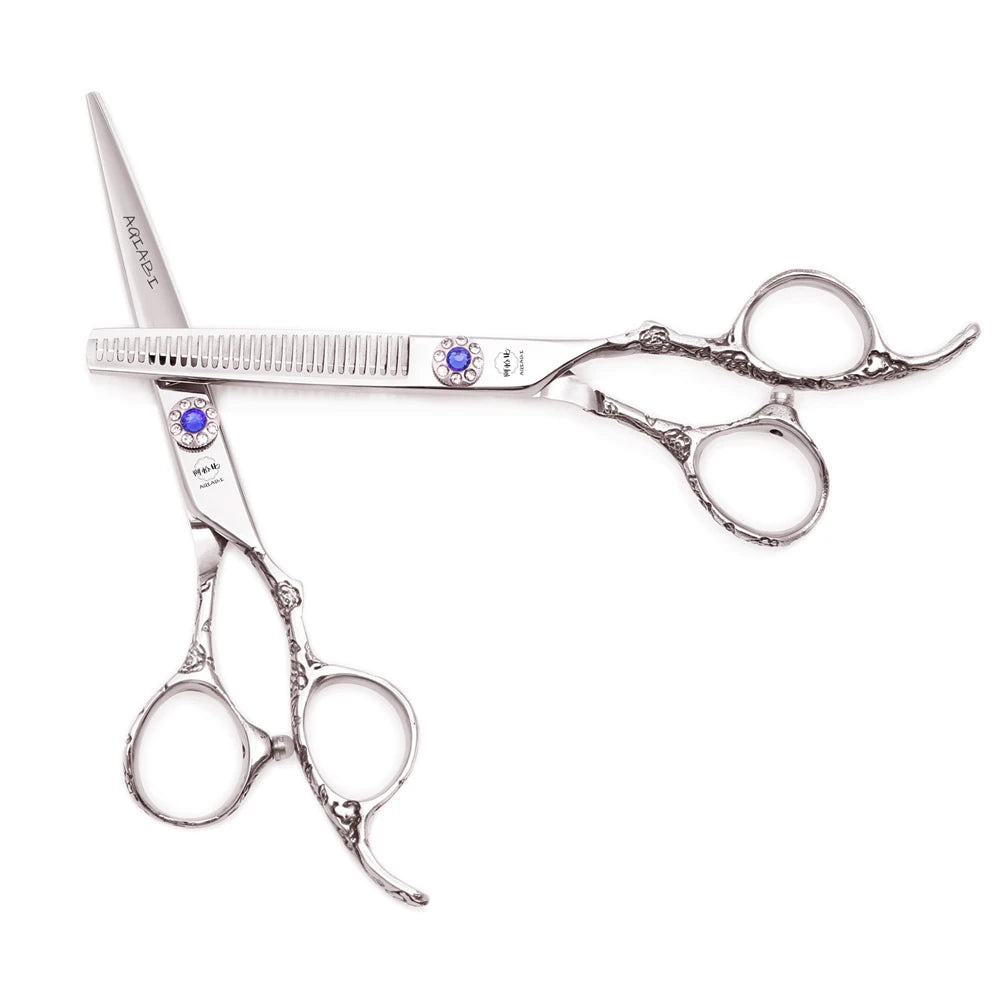 Barber Scissors Professional 5.5'' 6" AQIABI JP Stainless Hair Scissors Cutting Scissors Thinning Shears Shiny Plum Handle A9002