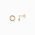 Inspire Stainless Steel Jewelry Gold Plated Sliver Plated Round Hollow rainbow Zircon Earrings for Women Girls