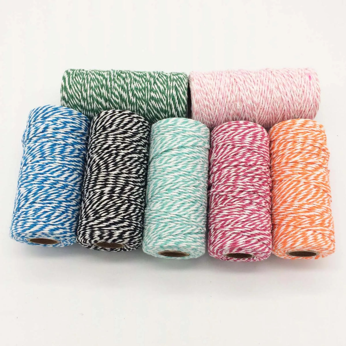 2MM 8PLY 2 Strands Twisted 100m Spool Cotton Bakers Twine Double Color Packaging Twine