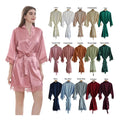Plus Size Three Quarter Sleeves Women and Kids Lace Trim Silk Satin Kimono Robe for Bride Bridesmaid Morning Dress Gowns