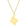 Stainless Steel Jewelry Blank Heart Colombian Map Flag Pendant Necklaces
