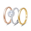 YBO Custom 3PCS Women's 925 Sterling Silver Engagement Rings Gold Plated Trendy Moissanite Rings for Wedding Anniversary & Party