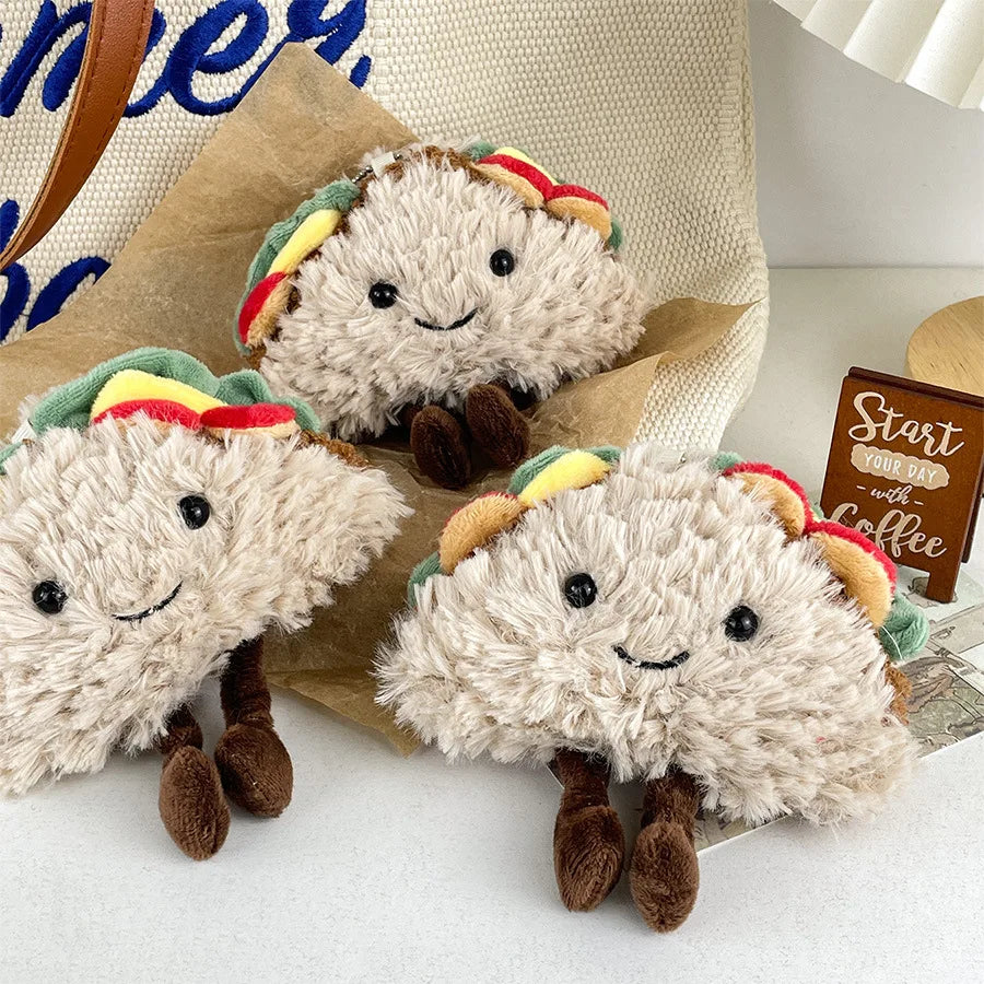 Wholesale Creative Soft Plush Taco Sandwich Doll Keychain Funny Stuffed Food Pendant for Kids and Girls