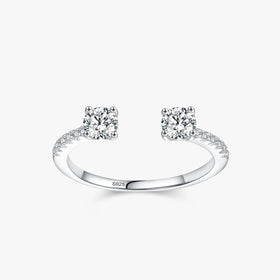 Ailmay Real 925 Sterling Silver Elegant Round Zircon Adjustable Finger Ring for Women Wedding Statement Fine Silver Jewelry Gift
