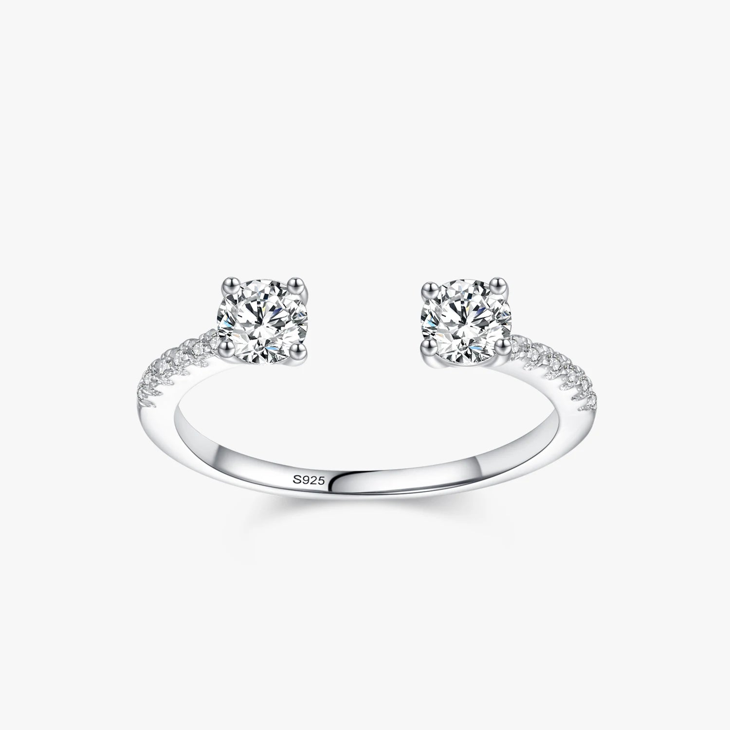 Ailmay Real 925 Sterling Silver Elegant Round Zircon Adjustable Finger Ring for Women Wedding Statement Fine Silver Jewelry Gift