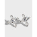 Cross Sterling Silver Stud Earring S925 CZ Cross Flower Stud Earring Sterling Silver Zircon Diamond Cross Stud Earring