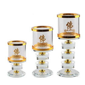 Wholesale Crystal Lotus Candle Holder Great Compassion Mantra Heart Sutra Butter Lamp Light Holder Ornaments Glass Candlestick