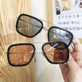 Factory Direct Ironic logo Double Bridge square Man Tony Stark Glasses Handsome Tinted Lens Stark Gafas De Sol Cuadradas Cosplay