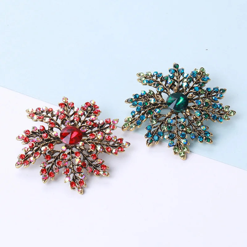 Wholesale Jewelry Accessories Rhinestone Snowflake Brooches for Women's Wedding Party Gift Decorations Alloy Material for Hijab