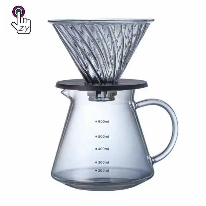 New Arrival Color Coffee Pot Heat Resistant Hand Drip Coffee Maker 600ml Glass Coffee Pot Set