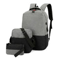 Men's Trendy Fashionable Business School Backpack Set Oxford Three-Piece External USB Waterproof Mesh Minimalist Laptop Backpack