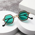 2024 New Fashion Small Oval Sunglasses for Women Brown Green UV400 Custom Logo Female Shades with Black Metal Frame
