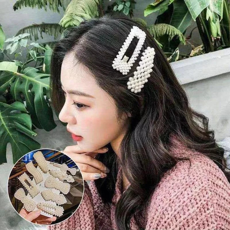 Korean Fashion Women's Acetate Eco-Friendly Pearl Hair Clips Set-Handmade Elegant European-American Style Daily Use