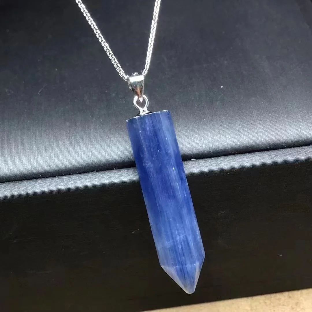 Handmade 925 Sterling Silver Spiritual Healing Crystal Point Natural Kyanite Point Pendant for Stabilize Emotions