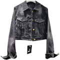 Wholesale 2026 Autumn New Versatile Denim Spliced Feather Slim Top Jacket Women's Coat