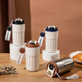 Custom 410ml Portable Smart Stainless Steel Coffee Mugs Travel Camping Temperature Display Thermos Coffee Cups with Rope Handle