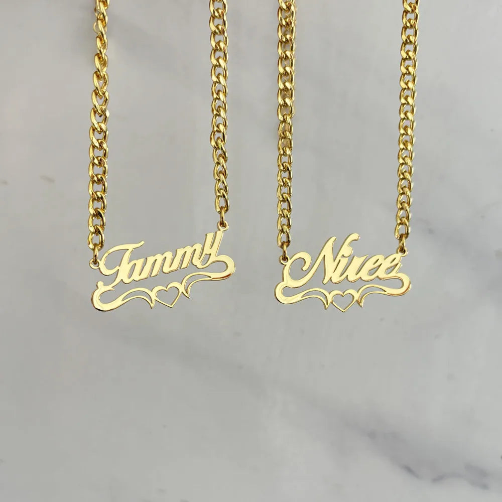 Qiuhan OEM 5mm Cuban Chain Stainless Steel Women's Name Custom Necklace