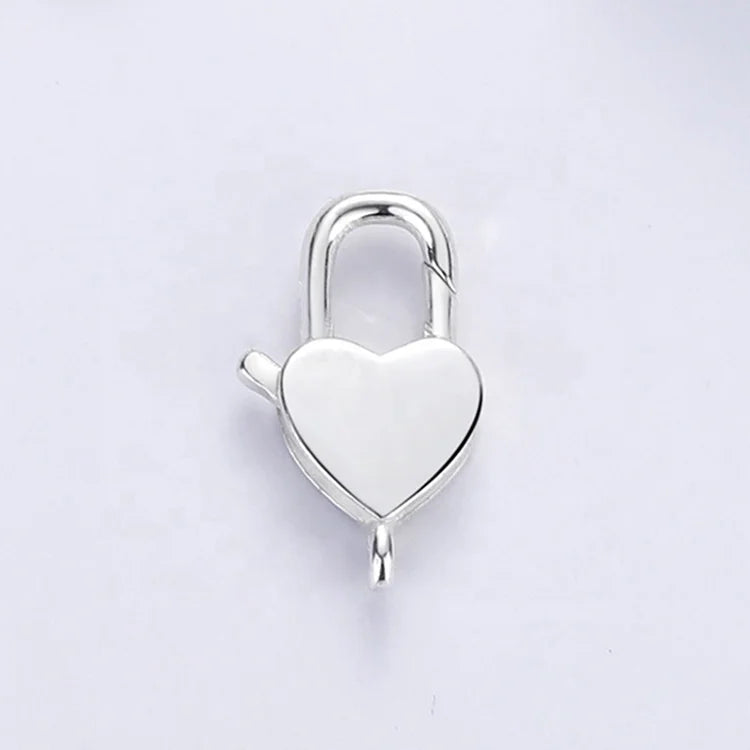 Custom Logo Make Own Brand Plain Heart Shape Lobster Clasp for Necklace Bracelet Sterling Silver 925 Jewelry Findings Components