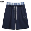 Men's Hip Hop Gym Running Shorts 100% Cotton Canvas Pockets Drawstring Closure Solid Pattern Knitted 6XL Mid Anti-Wrinkle