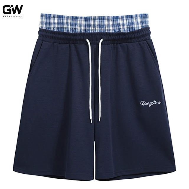 Men's Hip Hop Gym Running Shorts 100% Cotton Canvas Pockets Drawstring Closure Solid Pattern Knitted 6XL Mid Anti-Wrinkle