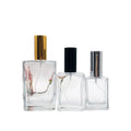 Customizable Clear Square Glass Perfume Bottles 30ml 50ml 100ml with Frost Finish Crown Cap Sealing-for Wholesale