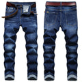 AeeDenim Custom Logo Summer New Arrival Men's Mid-waist Blue Ordinary Print Spot Cotton Micro-elastic Trousers Youth Denim Jeans