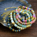 Luxury High-End Bohemia Stainless Steel Trendy Jewelry Colorful Natural Stone Beads Chain Handmade Bracelet Bangle for Gifts