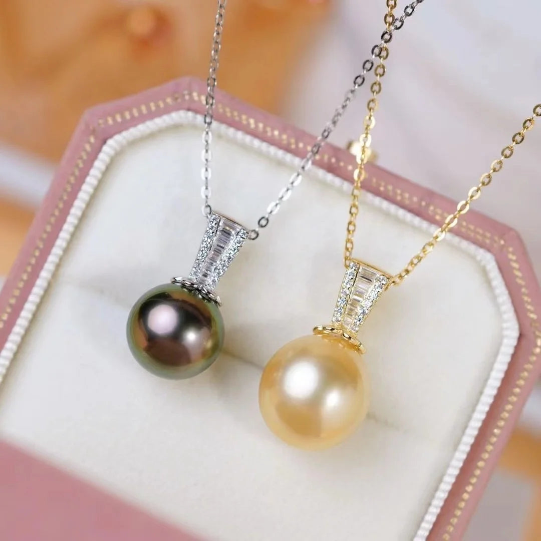 P1647 11-12mm DIY Natural  Freshwater Pearl Charm Pendant Necklace Accessory 925 Sterling Silver Jewelry for Women Without Chain