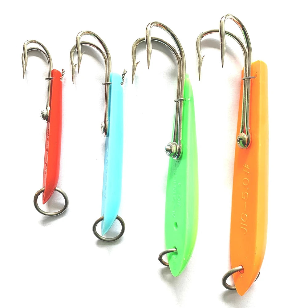 DORISEA Deep Sea Trolling Lure Colorful Plastic Double Hook for Mackerel Tuna Shark Sea Bass 3.0# 3.5# 4.0# 5.0#