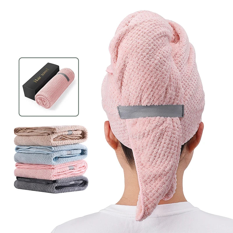 Custom Logo Microfiber Quick Dry Salon Hair Towel Wrap Turban Microfiber Hair Towel Wrap for Women