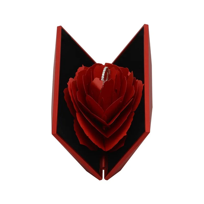 High-Grade Red Heart Ring Box Trendy Velvet Plastic ABS Jewelry Display Recyclable Favor Carton Packaging Factory Wholesale