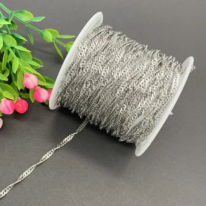 Stainless Steel Water Wave Chain Jewelry chain DIY Necklace bracelet tassel simple fashion personality thin off the shelf