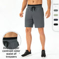 Men's Loose Basketball Training Shorts Double-layer Waist and Head High Elastic Quick Drying Fitness Five Quarter Yoga Short