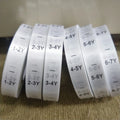 Fold Satin Printed Size Labels 1-2Y 2-3Y 3-4Y 4-5Y 5-6Y 6-7Y 7-8Y 8-9Y 9-10Y 10-11Y 11-12Y 13-14Y Size Label for Kids Clothing
