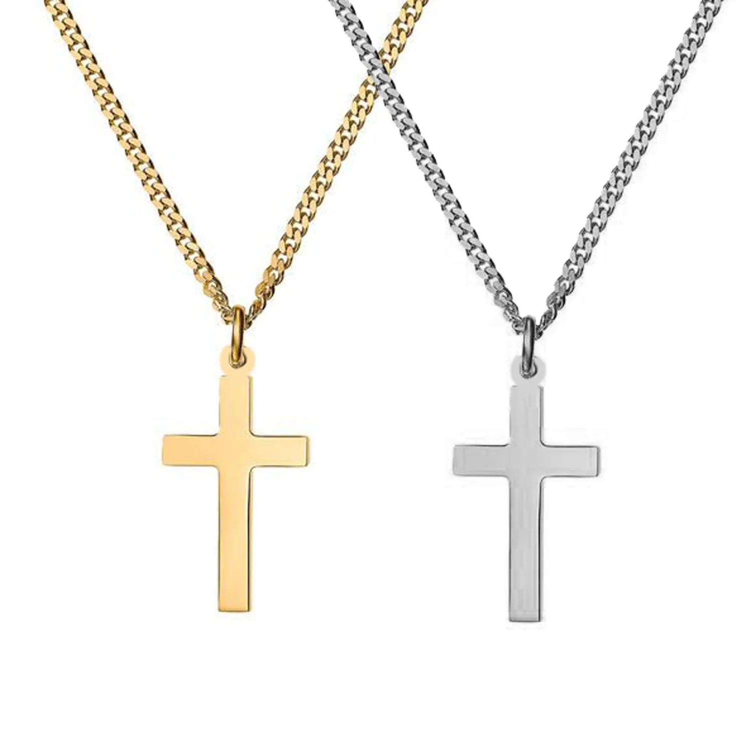 Trendy 32mm Cross Necklace Faith Pendant 18k Plated Dainty Minimalist Simple Tiny Cross Necklaces Religious Jewelry Gift