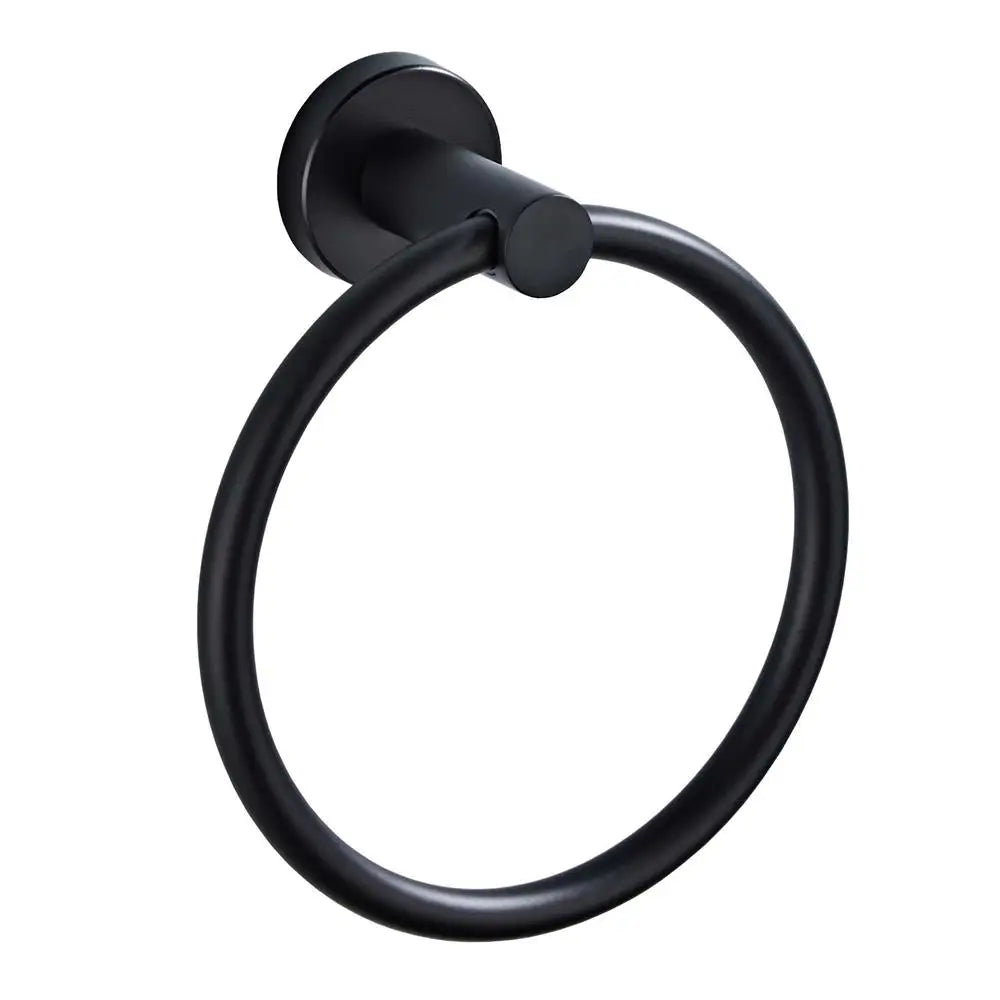 Stainless Steel Wall Mounted Bathroom Towel Ring for Toilet Accessories Black Towel Rack Bath Towel Hats Bags Hooks