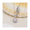 Dainty Luxury 925 Sterling Silver Wedding Jewelry Pink High Catbon Diamond Water Drop Irregular Chain Pendant Necklace