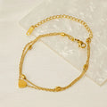 AC1021 Anklets Foot Jewelry Chic Dainty 18K Gold Plated Stainless Steel Heart Charm Bead Anklets for Women