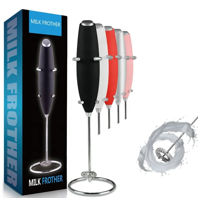 Classic Battery Colorful Milk Frother with Stand and Save Time
