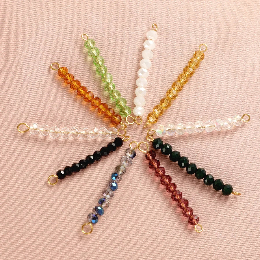 Stainless Steel Colorful Crystal Beaded Connector Accessories Bracelet Necklace Earrings Charm for Jewelry Making