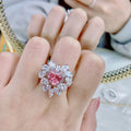 New Luxury Pink White Zircon Heart Engagement Rings for Women Bridal Bridesmaid Fashion Jewelry Gift Adjustable Ring
