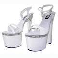 Coarse Heel New White Thick Bottom Dress Nightclub 18cm Model Walk Show High Heels Steel Stripper Women's Large Platform Sandals
