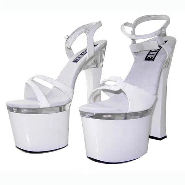 Coarse Heel New White Thick Bottom Dress Nightclub 18cm Model Walk Show High Heels Steel Stripper Women's Large Platform Sandals